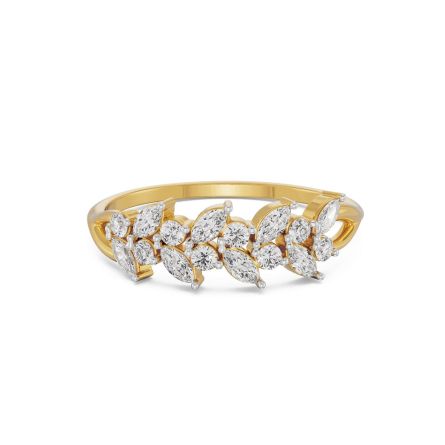 Leafy 14 KT Yellow Gold Lab Grown Diamond Band