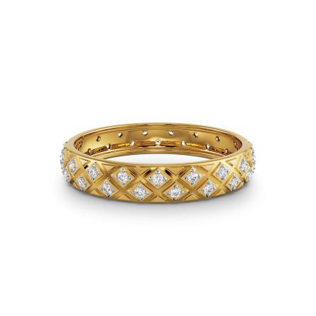 Textured 14 KT Yellow Gold Lab Grown Diamond Band