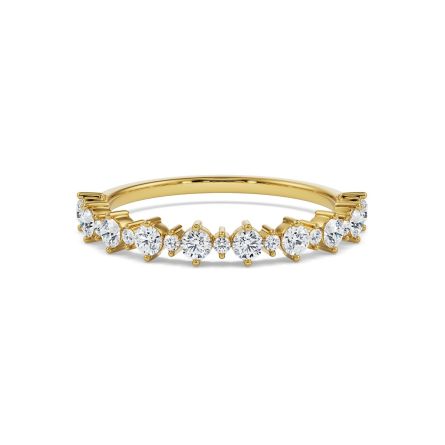 Wavy 14 KT Yellow Gold Lab Grown Diamond Band