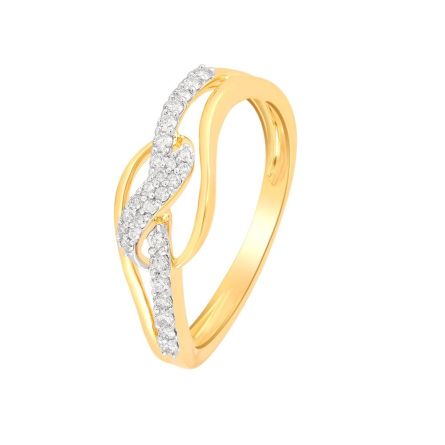 Enigmatic Swirl Design Diamond Finger 14 KT Yellow Gold Ring