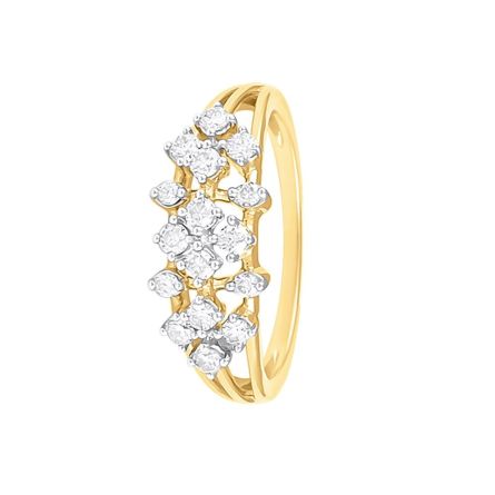 Gleaming 14 KT Yellow Gold and Diamond Finger Band