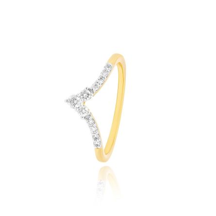 Sleek Diamond V 14 KT Yellow Gold Ring