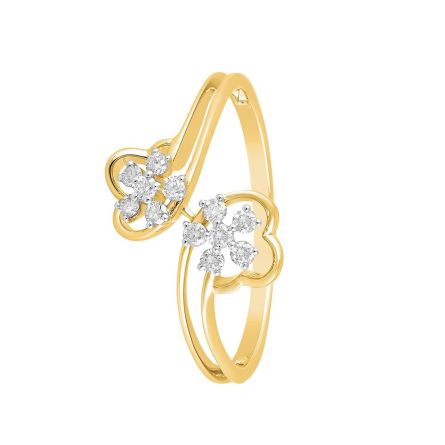Stunning Floral Diamond 14 KT Yellow Gold Ring