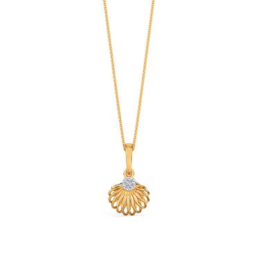 Sea Shell 14 KT Yellow Gold Diamond Pendant