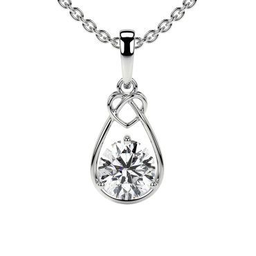 Lab Grown Round Shape Lab Diamond Solitaire 14KT White Gold Pendant