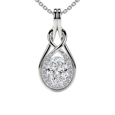 Lab Grown Round Diamond 14KT White Gold Pendant