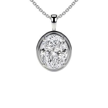 Lab Grown Solitaire Diamonds 14KT White Gold Pendant