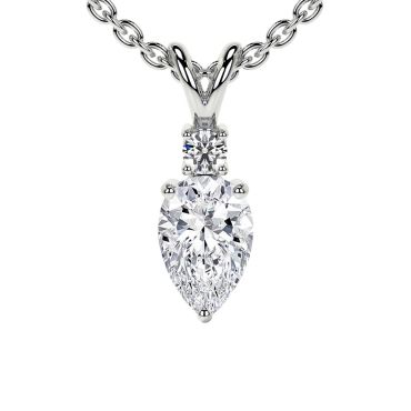 Lab Grown Pear Shape Lab Diamond Pendant With 14KT White Gold Round Diamonds
