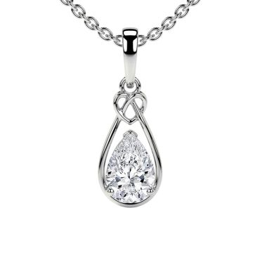 Lab Grown Pear Shape Lab Diamond Solitaire 14KT White Gold Pendant