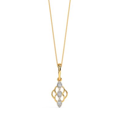 Glittery Scallop 14 KT Yellow Gold Diamond Pendant