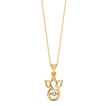 Angelic Dancing 14 KT Yellow Gold Diamond Pendant