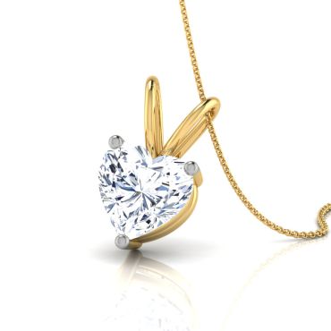 Loopy Heart Solitaire 18 KT Yellow Gold Pendant