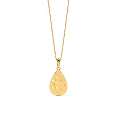 Personalised Drop 14 KT Yellow Gold Pendant