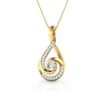 Swirl Miracle Plate 18 KT Yellow Gold Diamond Pendant