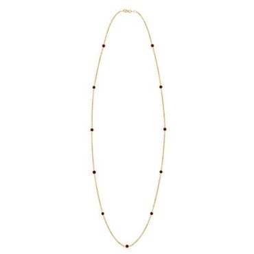 Round Ruby Station 14K Yellow Gold Necklace