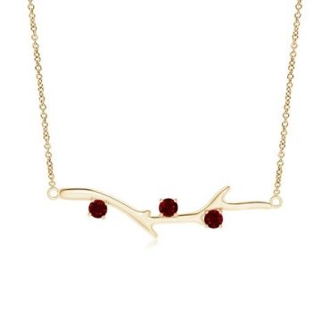 Prong-Set Ruby 18K Yellow Gold Tree Branch Necklace