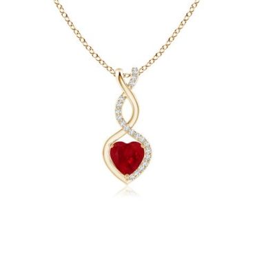 Ruby Infinity Heart Pendant with 14K Yellow Gold Diamonds
