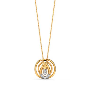 Gleamy Circles 14 KT Yellow Gold Diamond Pendant