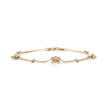 Butterfly 18 KT Yellow Gold Diamond Charm Bracelet