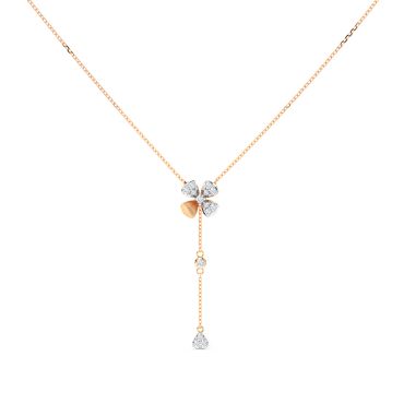 Floral Lariat 18 KT Rose Gold Diamond Necklace
