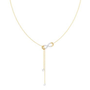 Infinity Love Lariat 18 KT Yellow Gold Diamond Necklace