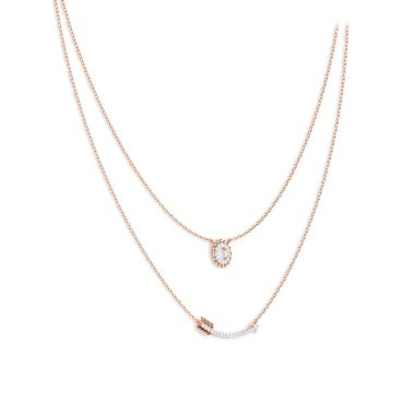 Ring and Arrow Multi Layer 18 KT Rose Gold Diamond Necklace