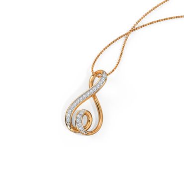 Sparkling Swirl 14 KT Rose Gold Diamond Pendant