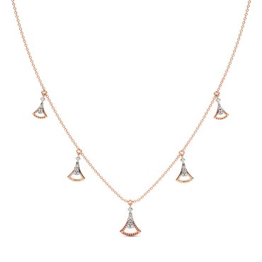 Trine Sparkle Station 14 KT Rose Gold Diamond Necklace