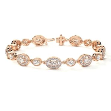  Round And Oval Lab Diamond 14 KT with rose gold bracelet