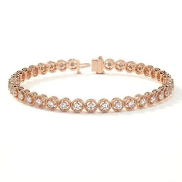 Round Prong Set Lab Diamond 14 KT with rose gold bracelet