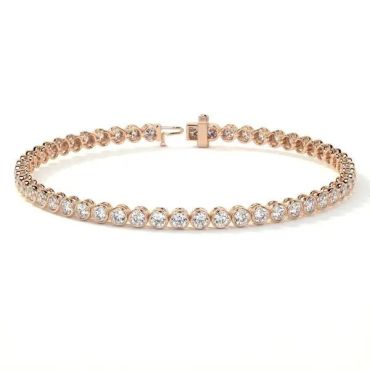Round Bezel Set Lab Diamond  14 KT with rose gold bracelet