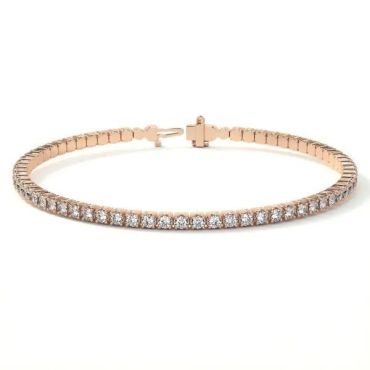 Round Lab Diamond Tennis 14 KT with rose gold bracelet