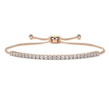 Adjustable Half Chain Tennis Lab Diamond 14 KT with rose gold bracelet