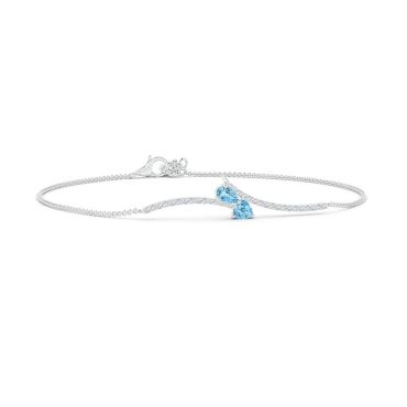 Pear and Trillion Aquamarine Pisces 14 KT White Gold Bracelet with Diamonds
