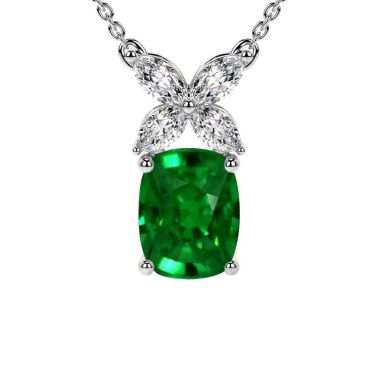 Lab Grown Emerald Marquise Diamonds 14 KT White Gold Pendant