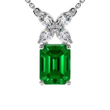 Lab Grown Emerald Diamonds Marquise 14 KT White Gold Pendant