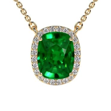 Lab Grown Emerald Round Diamonds 14 KT Pendant Yellow Gold