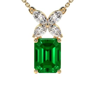 Lab Grown Emerald Diamonds Marquise 14 KT Yellow Gold Pendant