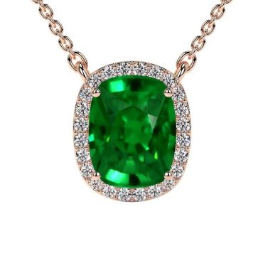 Lab Grown Emerald Round Diamonds 14 KT Pendant Rose Gold