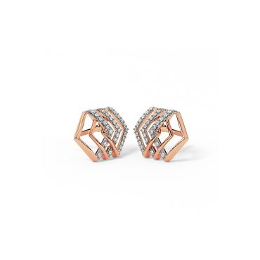 Prismatic Diamond 14 KT Rose Gold Stud Earrings