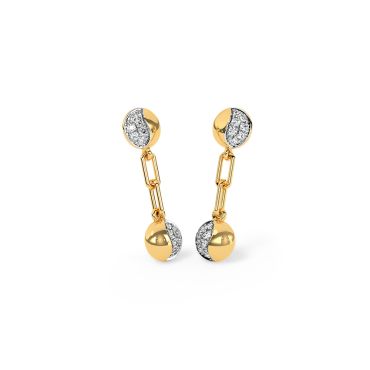 Linking Disc 14 KT Yellow Gold Diamond Drop Earrings