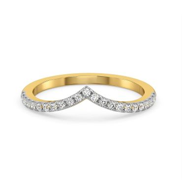 Chevron 14 KT Yellow Gold Lab Grown Diamond Band