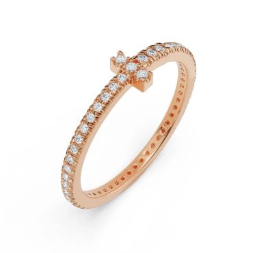 Sleek Narrow 14 KT Rose Gold Lab Grown Diamond Band