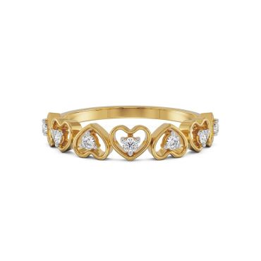 Heart 14 KT Yellow Gold Lab Grown Diamond Band