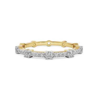 Smoky Sparkling 14 KT Yellow Gold Lab Grown Diamond Band