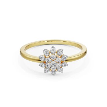 Floral Blooming 14 KT Yellow Gold Lab Grown Diamond Ring