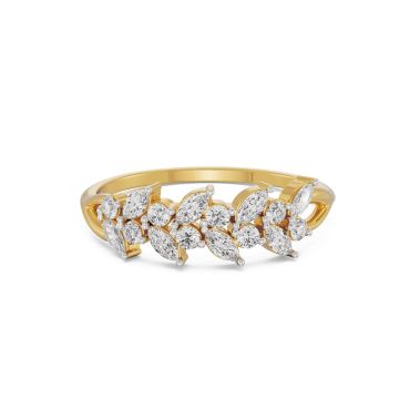 Leafy 14 KT Yellow Gold Lab Grown Diamond Band
