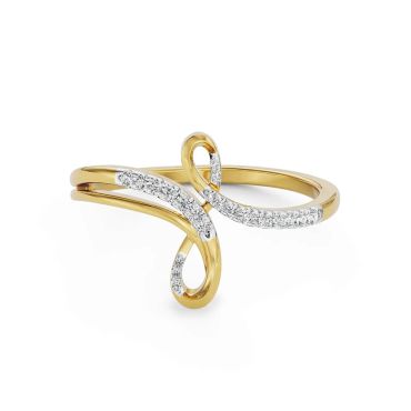 Minimalist Twisted 14 KT Yellow Gold Lab Grown Diamond Band