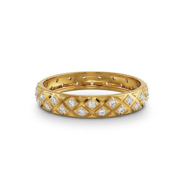 Textured 14 KT Yellow Gold Lab Grown Diamond Band