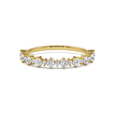 Wavy 14 KT Yellow Gold Lab Grown Diamond Band